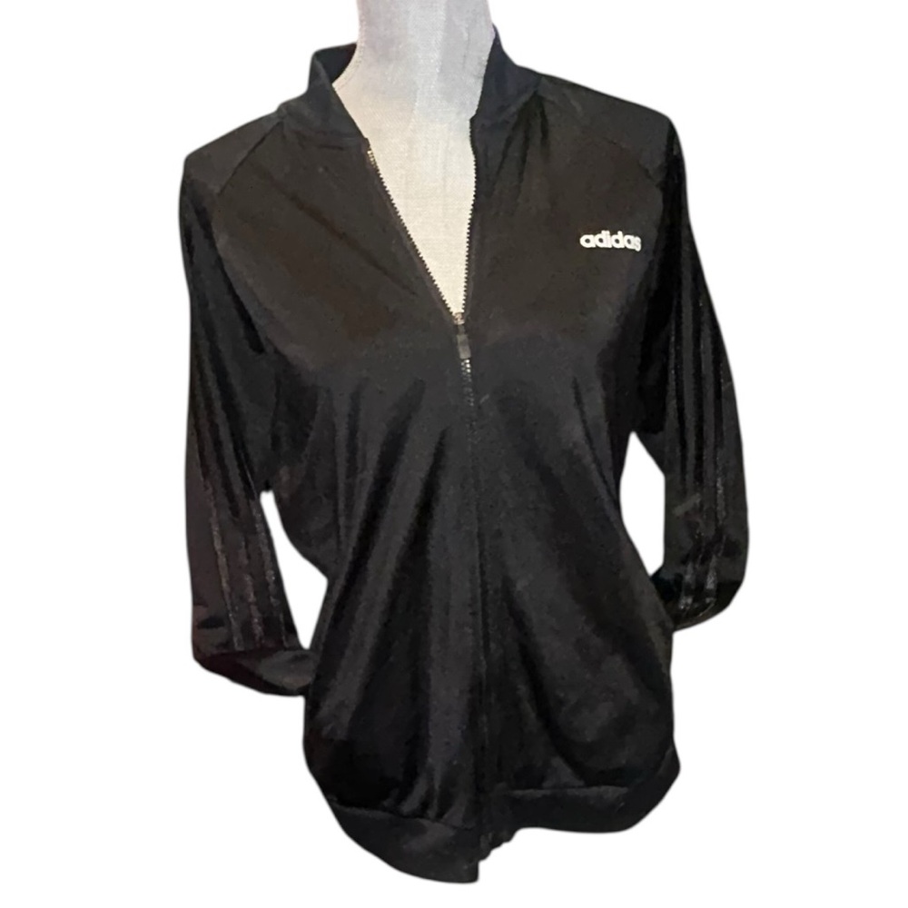 adidas Black Zip-up Athletic Top Jacket Sz L